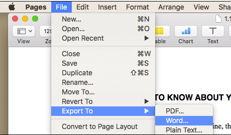 export word to pages for mac